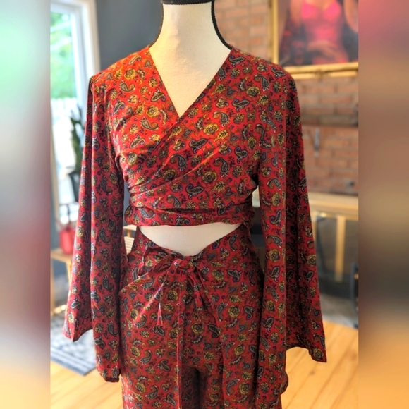 NWOT Handmade Indian Paisley Wrap 2pc Set - Picture 3 of 8